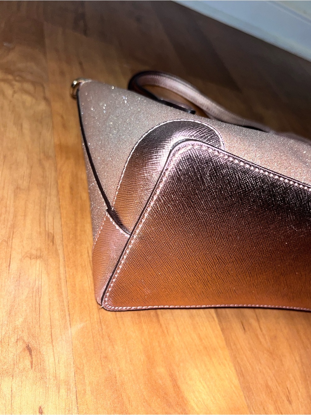 Kate Spade Rose Gold Glitter Tote with Matching Card Holder - Picture 5 of 14